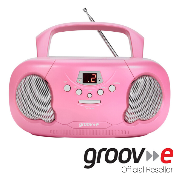 GROOVE BOOMBOX PORTABLE CD PLAYER W/ RADIO/AUX IN/HEADPHONE JACK